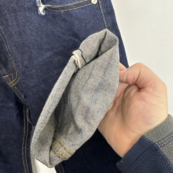 SoSo Selvage Mens 34X32 Dark Blue Denim Jeans Button Fly Skinny Leg Japan - Picture 10 of 13